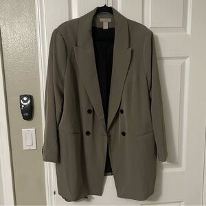 H&M Olive Double-Breasted Blazer